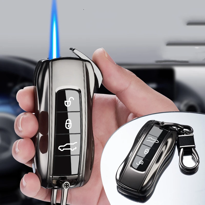 

Creative Car Keychain Lighter Windproof Torch Turbo Jet Lighter Butane Gas Inflated Cigar Cigarette Metal Lighters Smoking Gift