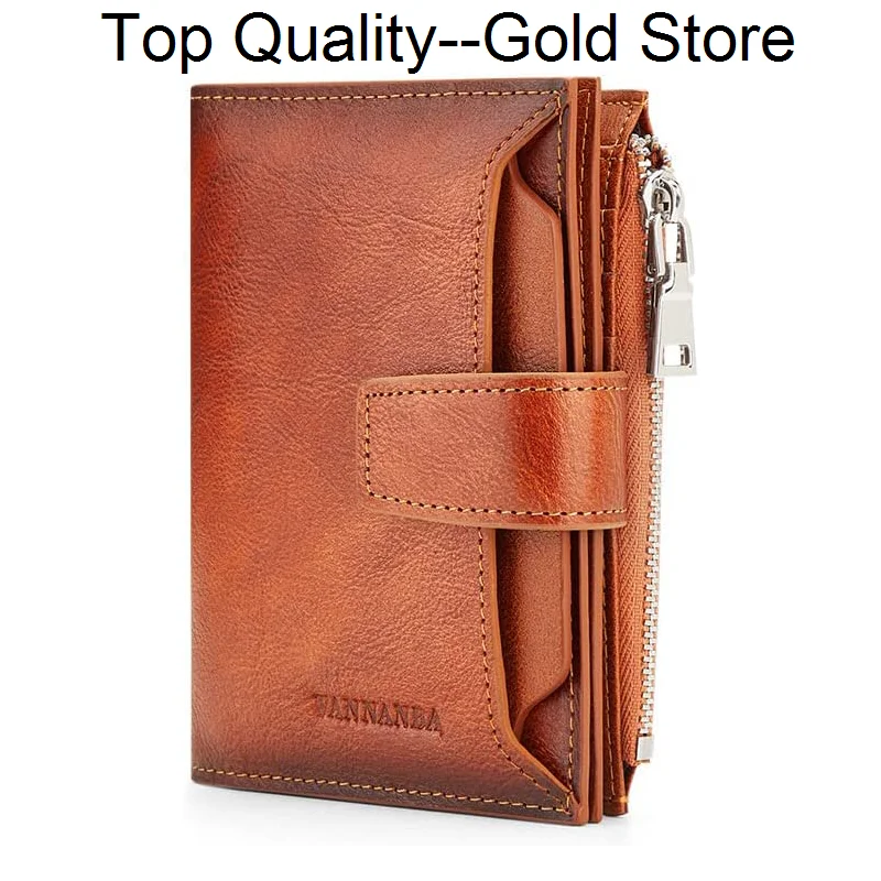 

VANNANBA Mens Leather Wallets Small Bifold RFID Blocking Card Holder with Zipper Coin Pouch & Removable ID Pocket purses