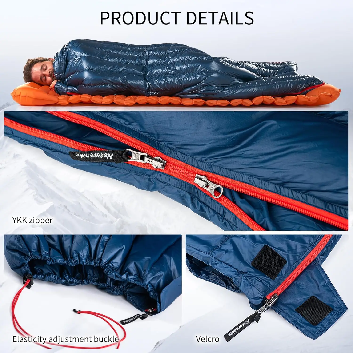 1.26lbs Ultralight Sleeping Bag, 650/750 Fill Power Down Sleeping Bag, Cold Weather Compact Lightweight Envelope