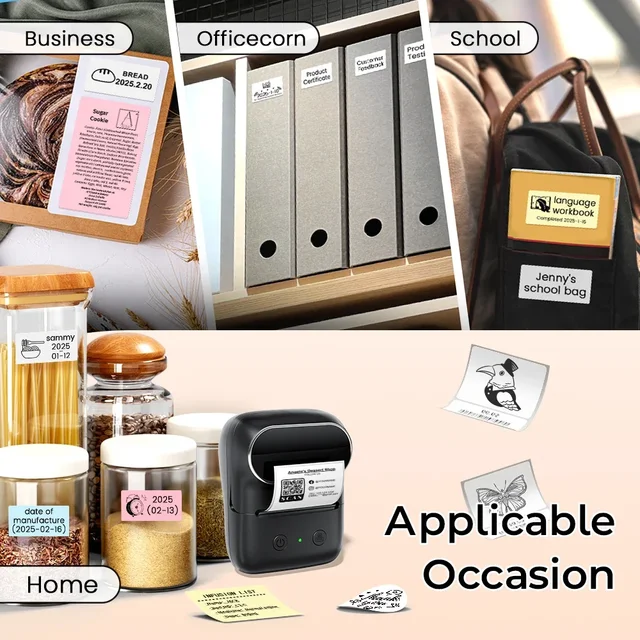 Thermal Label Printer Phomemo M108 Wireless Bluetooth Label Maker Printing Width 20-50mm Home School Office Similar as B1 B21 5