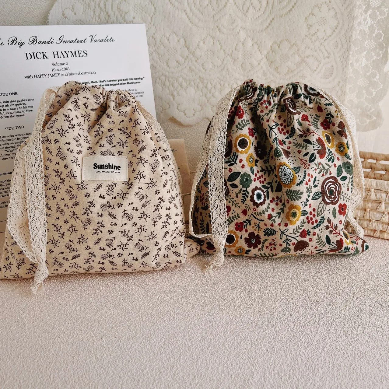 Cotton Nappy Bag for Baby Organizer Diaper Bag Mommy Baby Items String Cosmetic Pocket Stroller Bags Travel Makeup Storage