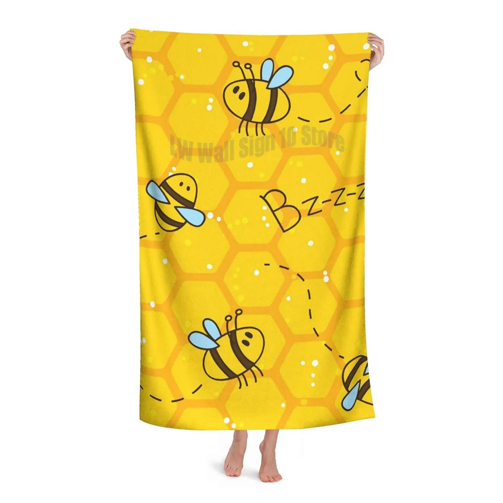 

Cartoon Honeybee Yellow Microfiber Quick Drying Beach Towel Super Absorbent Towel Sand Free Towel for Kids Teens Adults Travel