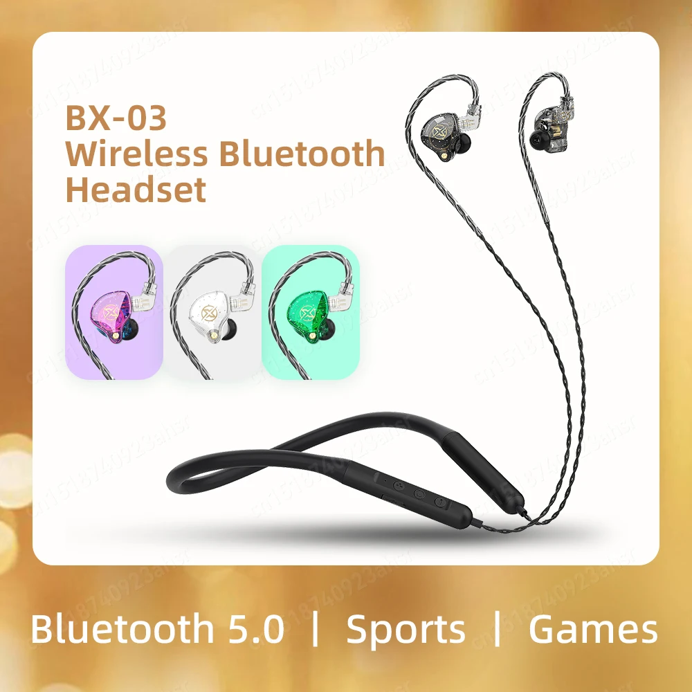 Szkoston-fone de Ouvido sem Fio Bluetooth com Microfone Neckband Cancelamento de Ruído Headconjunto Impermeável Sports Earbuds Neckband Bx03