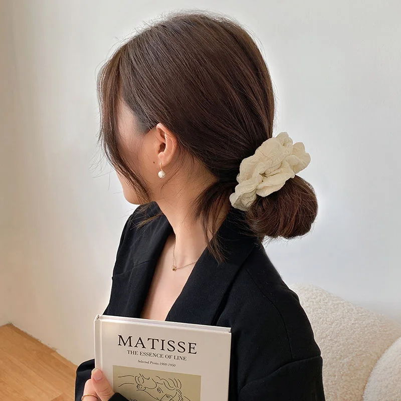 Set of Women's Solid Color Elegant Hair Scrunchies - Versatile and Fashionable Hair Accessories