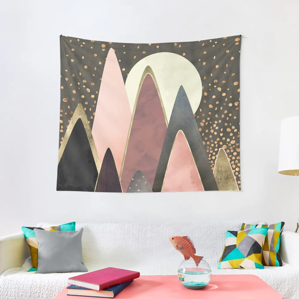 

Pink and Gold Peaks Tapestry Things To Decorate The Room Wallpapers Home Decor Room Decorations