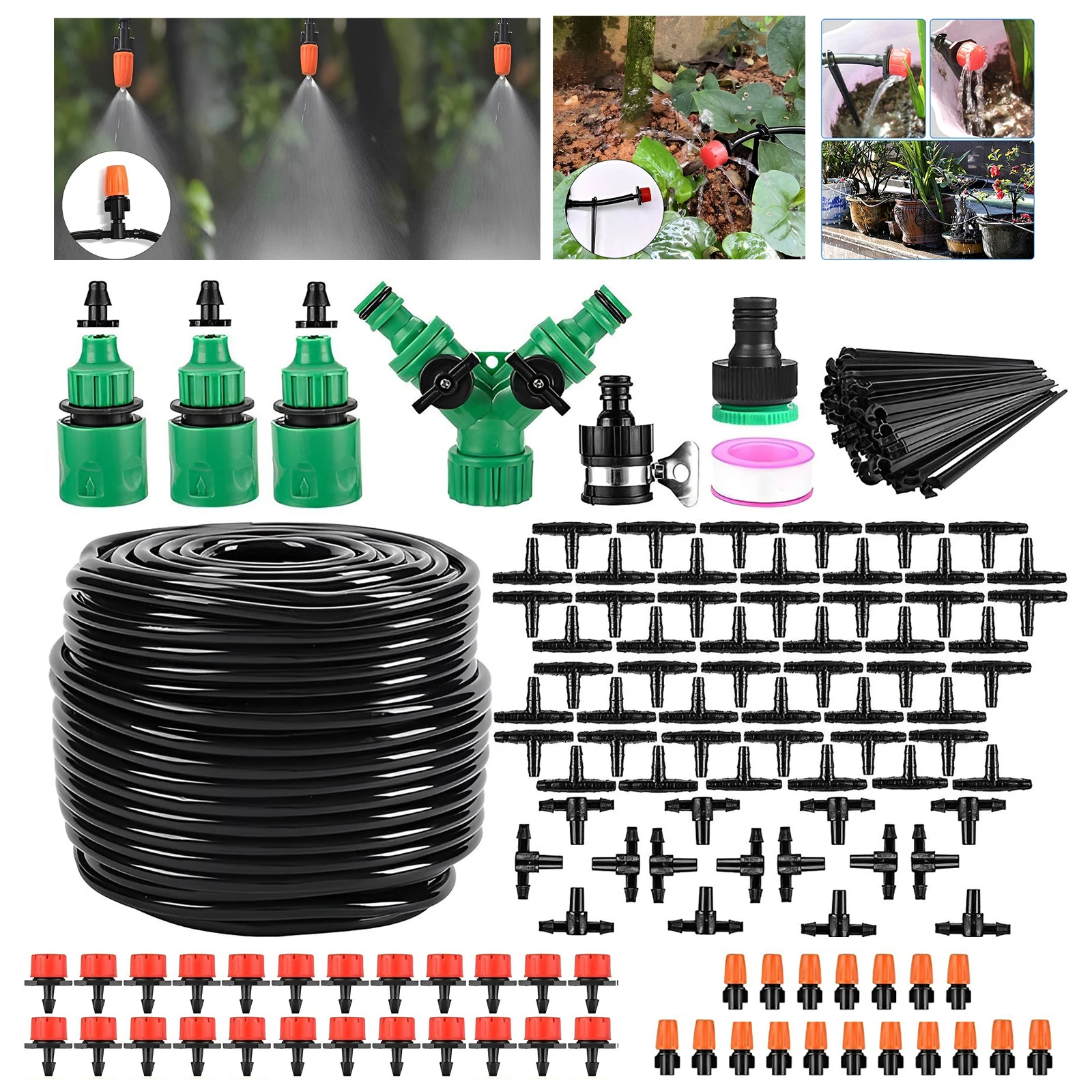 

Garden Drip Irrigation System Kit Automatic Plant Watering System Adjustable Nozzles Suitable for Garden Potted Plants Flowers