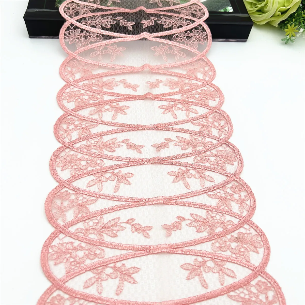 3y/lot Width 17cm Warm Pink Embroidery Lace Trim DIY Craft Sewing Supply Skirt Hem Wedding Decoration Accessories Dolls 5