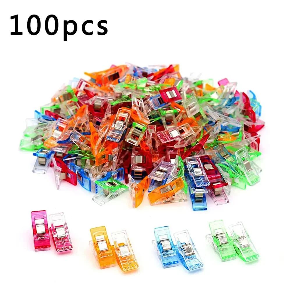 100Pcs Multipurpose Sewing Clips Colorful Binding Clips Plastic Craft Quilting Clips Sewing Craft Clamps for Sewing Binding