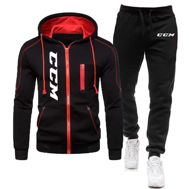 

CCM Men's Vertical Zipper Print Suit Sports Zipper Cardigan Casual Pullover Daily Sports Jogging Suit Spring and Autumn