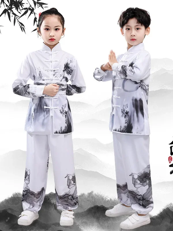 Children Chinese Style Traditional Wushu Clothing Kids Martial Arts Uniform Kung Fu Suit Girls Boys Stage Performance Costume
