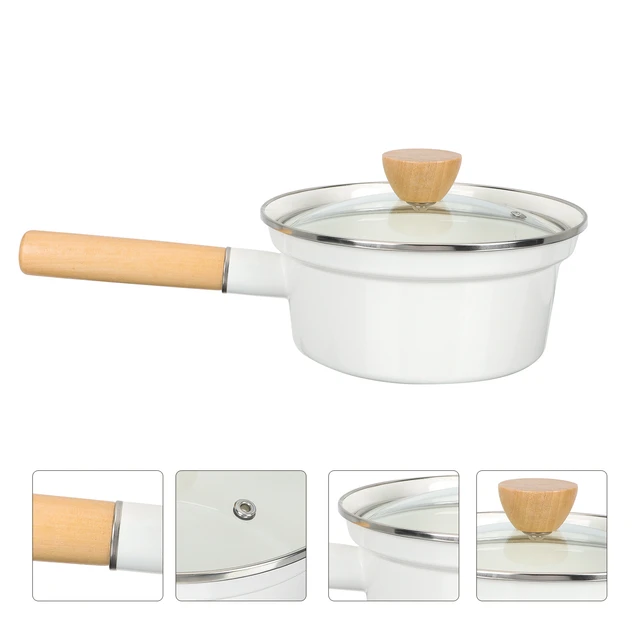 Soup Pot Non-stick Pan Porcelain Enameled Milk Pot Wooden Handle  Heat-resisting Microwave Heating Thickened Enamel Cookware NEW - AliExpress