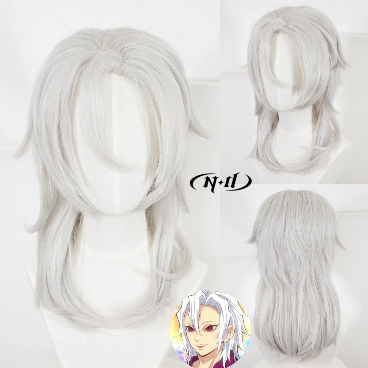 ND Tengen Uzui Cosplay Wig Hairpiece Demon Slayer Anime Cosplay Hair Wig for Comic Con Coser Costume Heat Resistant Synthetic