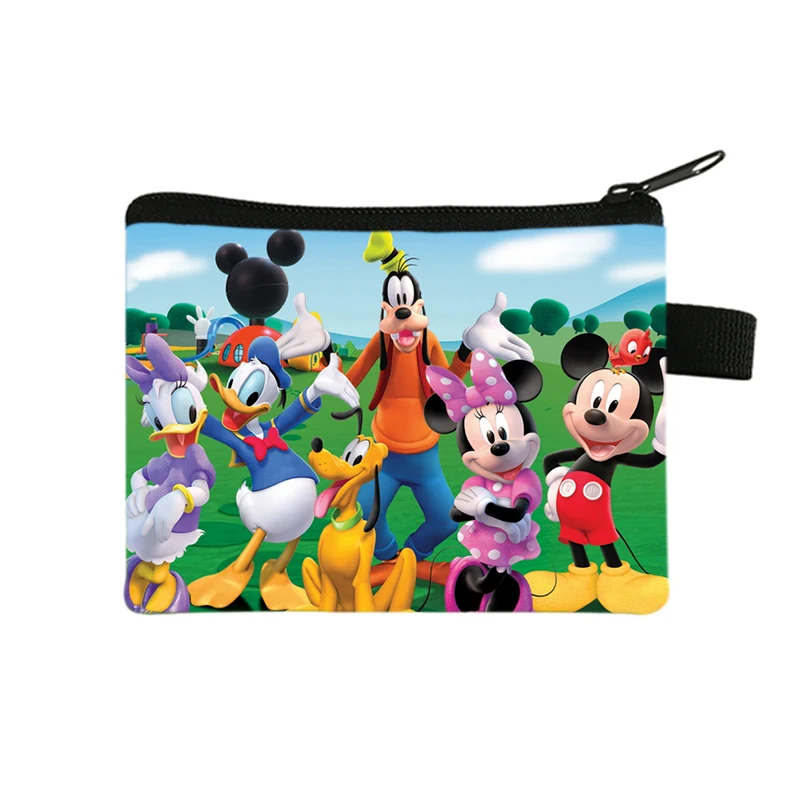 2023 Disney Mickey Mouse Wallet for Women Minnie Cartoon Coin Purse Portable ID Card Holders Kawaii Polyester Key Storage Bag