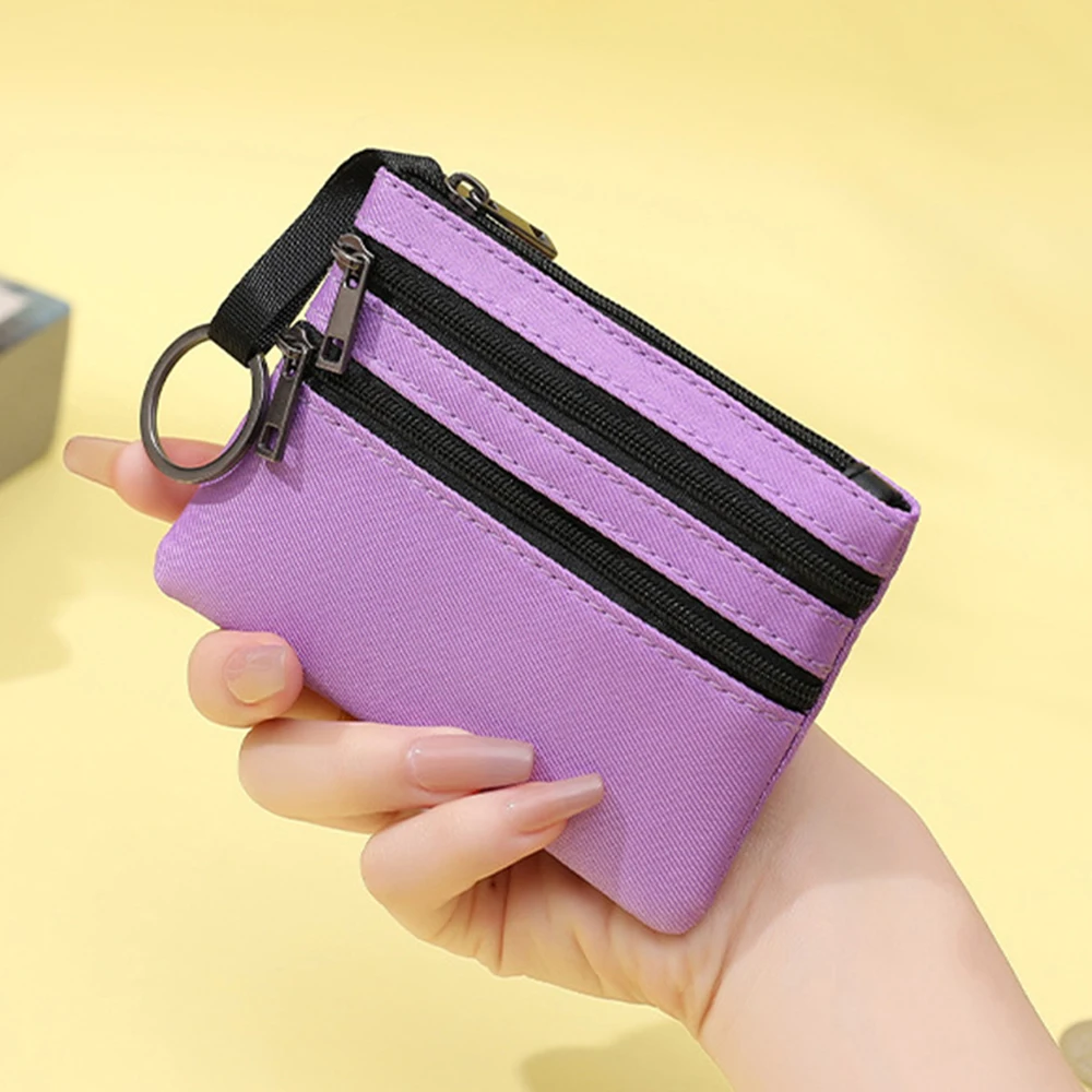 Coin Purse Coin Wallet Change Bag Women Wallet Card Wallet Solid Color Canvas Coin Bags with Card Holder For Kids Men Women Students Bus ID Credit Card Holder Purses