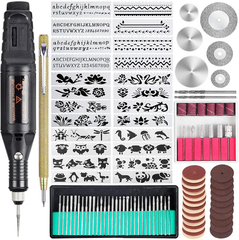 

HOT-108 Pcs Electric Engraving Tool Kit, Multi-Functional Corded Mini Engraver Etching Pen DIY Rotary Tool Set(EU Plug)