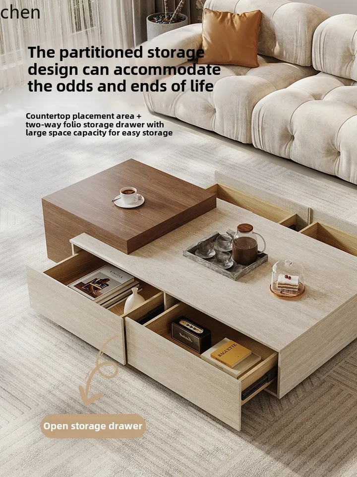 HXL rock slab coffee table living room high-end rectangular walnut