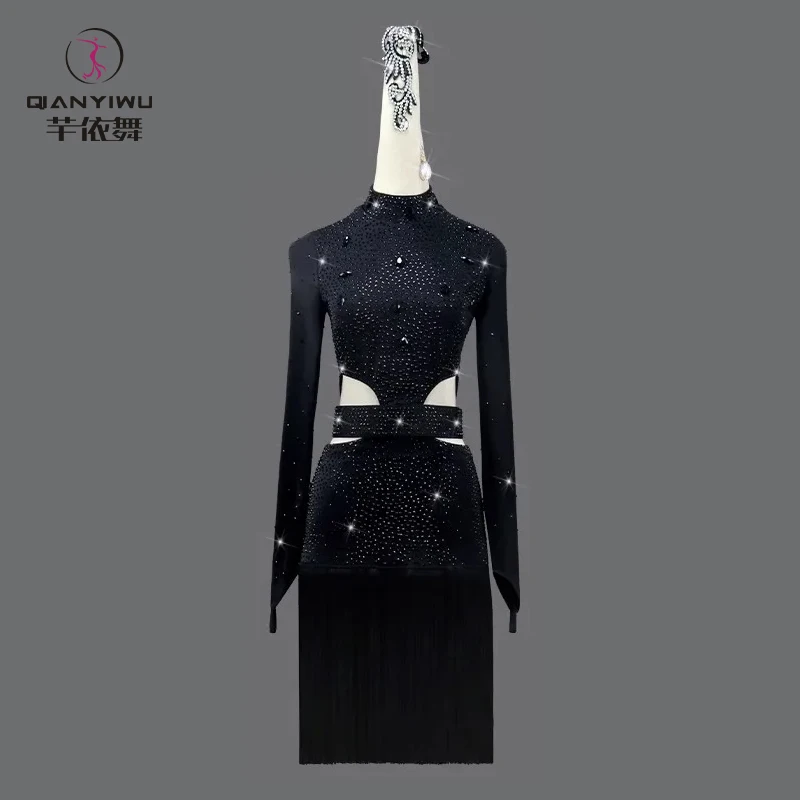 

Latin Dance Practice Clothes Women Dress Sport Costume Ballroom Dancewear Competition Skirt Girl Line Stage Suit Prom Party 2024