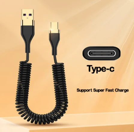 HA45 5A USB Type C Micro Spring Mobile Phone Cables Wire For Xiaomi Realme Poco OPPO Apple IOS 13 Cellphones Charger Accessories best iphone cable Cables