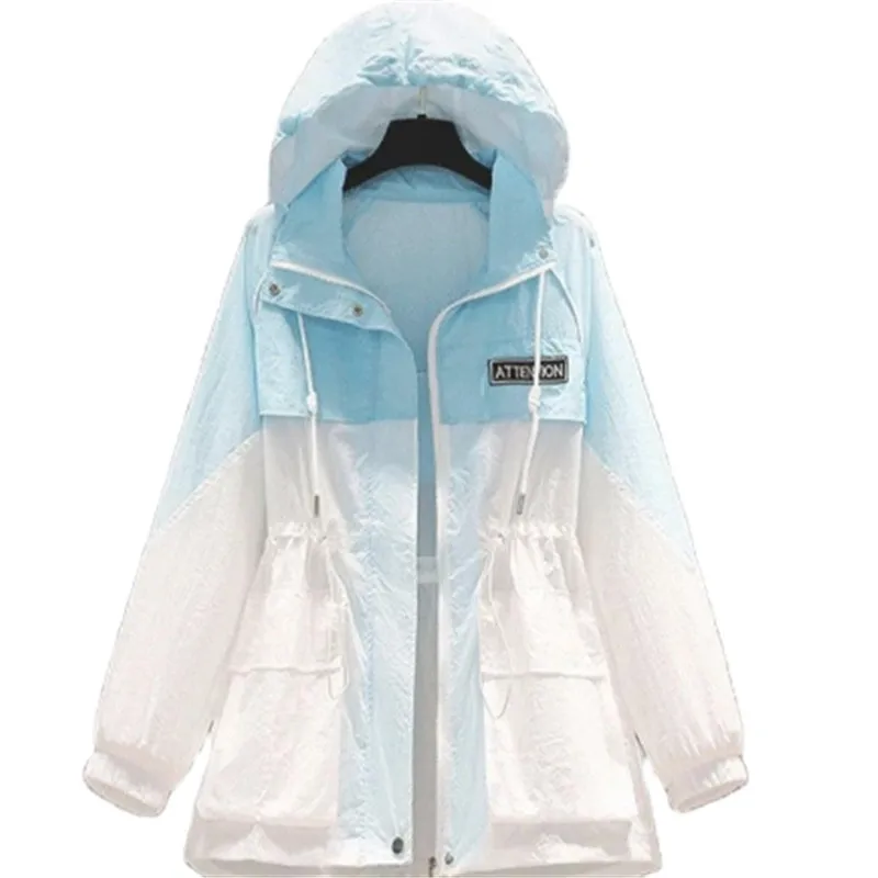 

Летняя Солнцезащитная Женская куртка средней длины с капюшоном, новинка 2023, Женская дышащая Свободная куртка с длинным рукавом, пальто, однотонные женские топы на молнии