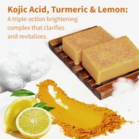 Savon au citron, curcuma et acide kojique 100g, soin éclaircissant pour la peau, barre de beauté blanchissante naturelle pour le nettoyage du visage et l'hygiène corporelle 2