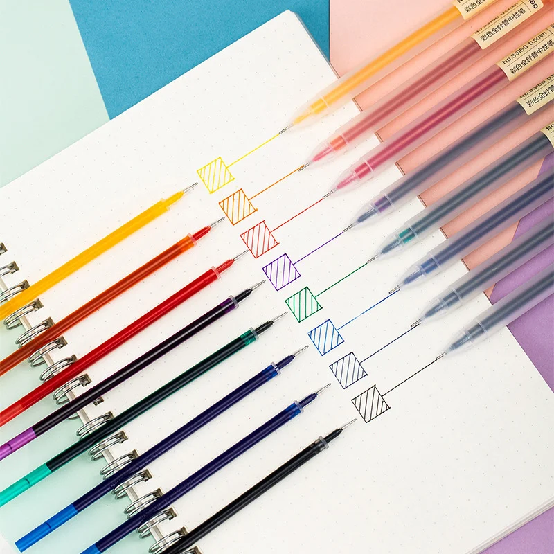 12 pcs/set kawaii Colored gel pens set School blue 0.5 mm ballpoint pen for  journal