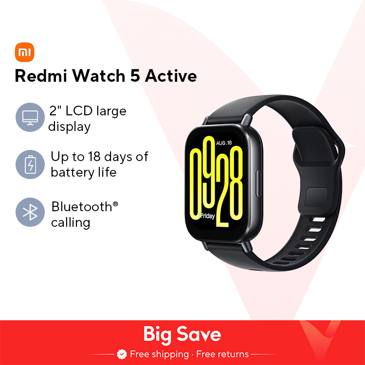 Global Version Xiaomi Redmi Watch 5 Active 2'' Display Up to 18 days of battery life 140+ Workout Modes Bluetooth Calling 5ATM