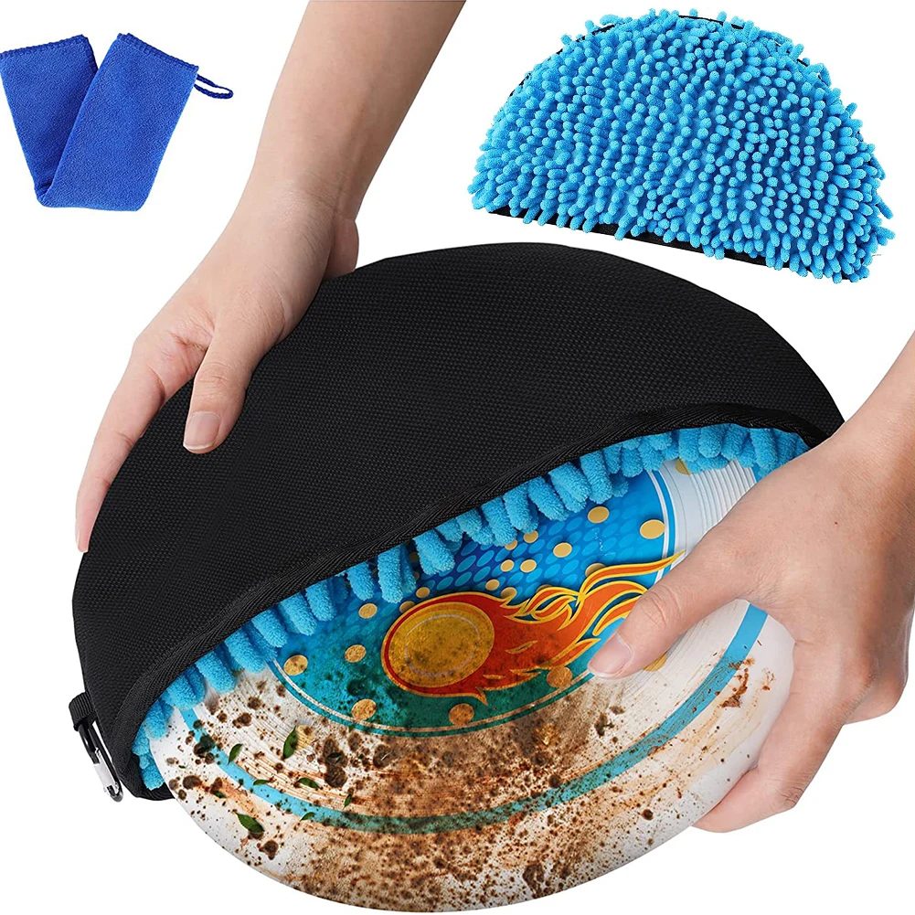Disc Golf Cleaning Towel Case Cover with Metal Clip and Microfiber Cloth Golf Cleaning Bag Disc Tool for Drying Discs