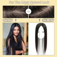 Silk Base Topper Europe Human Hair Toppers For Women Clip Ins Hair Extension Hair wigs Hairpiece Seamless Coverage Undetectable Toppers 3