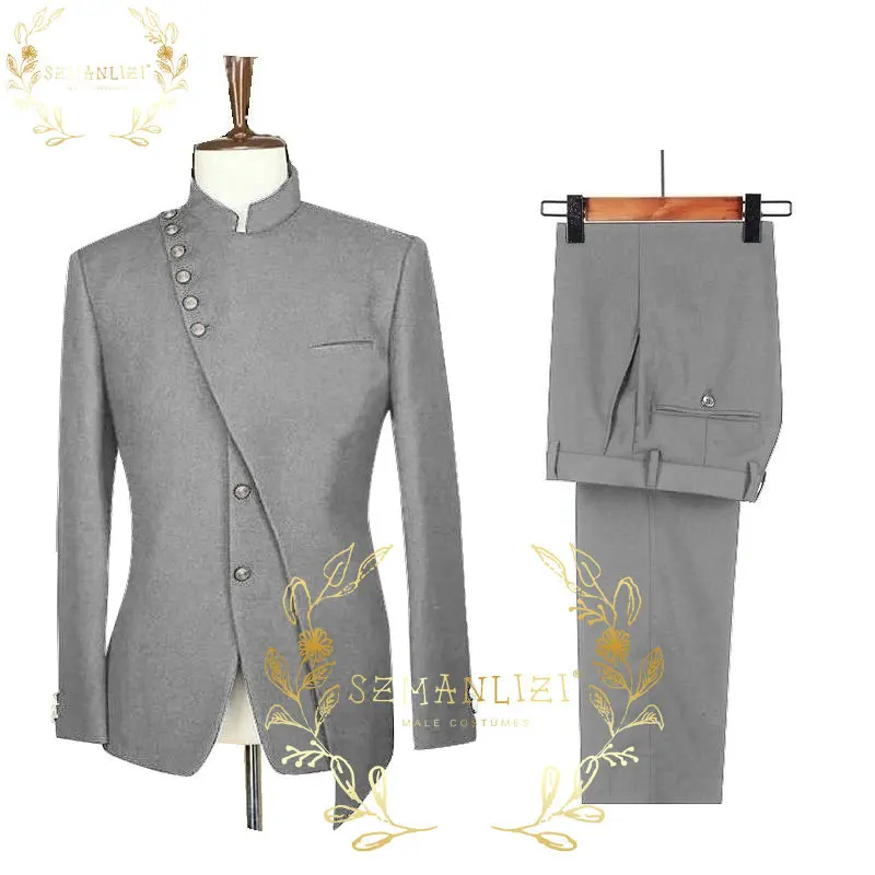 

Костюм мужской свадебный из блейзера и смокинга, светло-серого цвета, 2 предмета