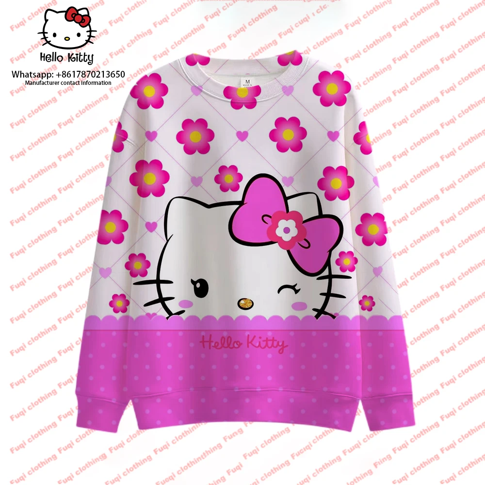 

Fashion sweater women's thin section hooded HELLO KITTY printed sweater women's autumn loose cartoon printed top y2k
