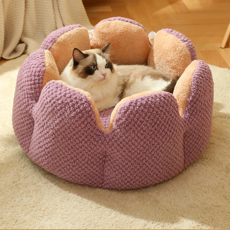 

Petal Designer Soft Pet Supplies Beds Winter Fashion Plus Velvet Warm Cat Kennels Comfortable Space Pet Accessories Dog Kennel