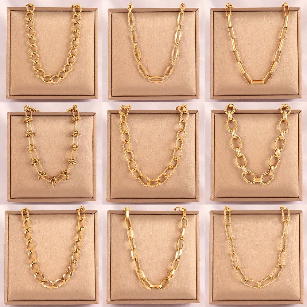 

Gold Color Thick Chain Choker Necklace 316L Stainless Steel Necklace For Women Chain Necklaces Fashion Jewelry Party Gifts