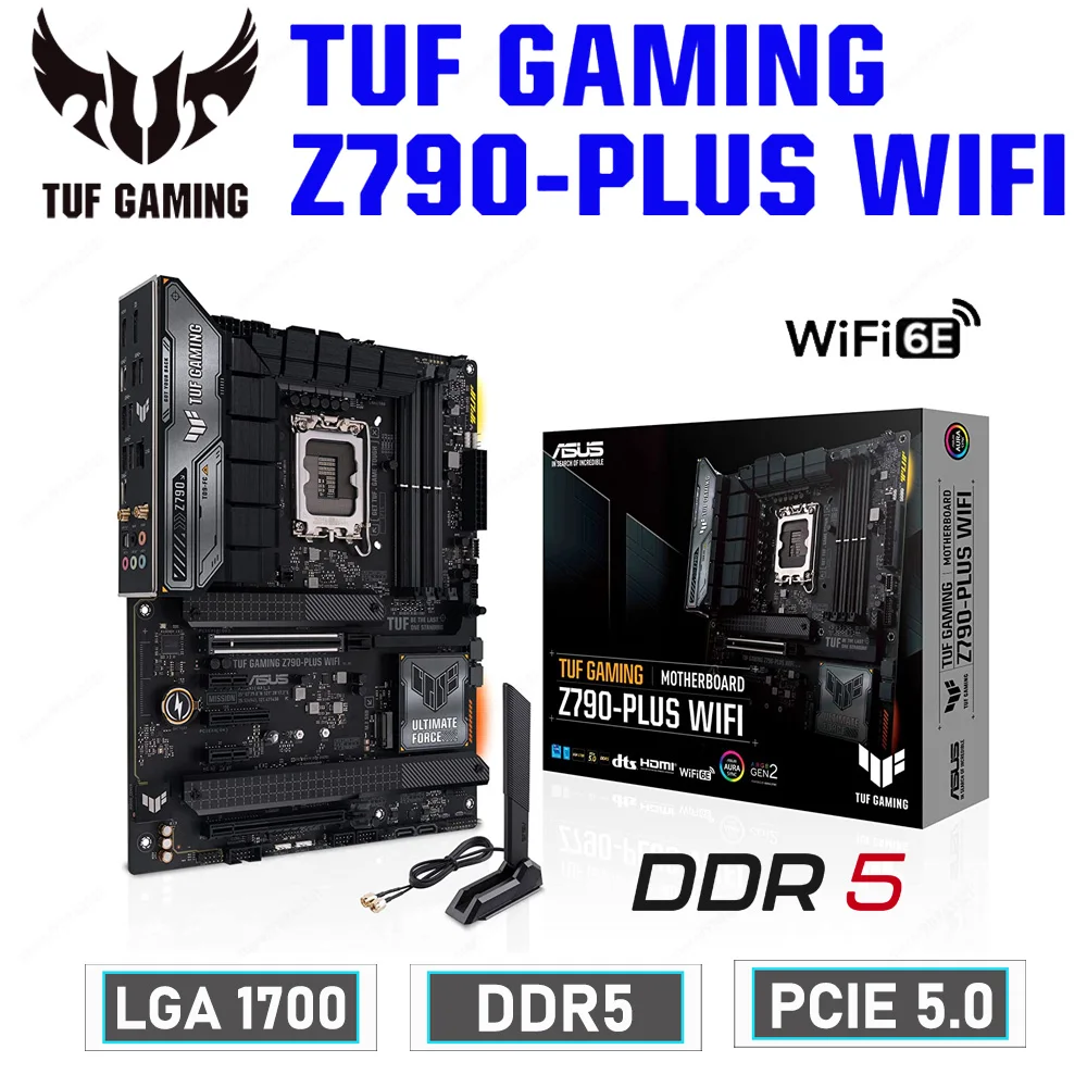 AsusTuf Gaming Motherboard, LGA 1700, Z790PLUS, WiFi, Suporte DDR5