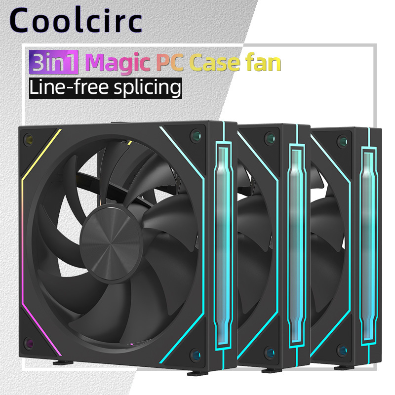 Coolcirc 120mm Modular Wireless Splicing 12CM PC Case Cooling Fan ARGB Infinite Mirror For Computer 120 240 360 Water Cooler