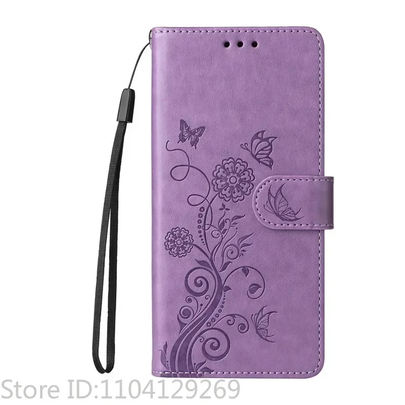 Elegant Flip Cover Leather Wallet Phone Case with Fringed Iris Design