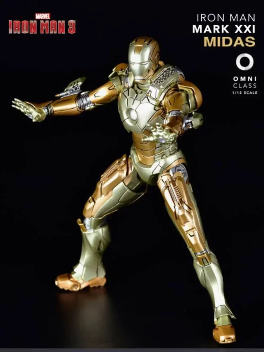 1/12 Marvel Iron Man Mk21 Mk47 Joint Mobile Glow Alloy Hand Set Avengers 4 Surround Iron Man Soldier Doll Regali Creativi