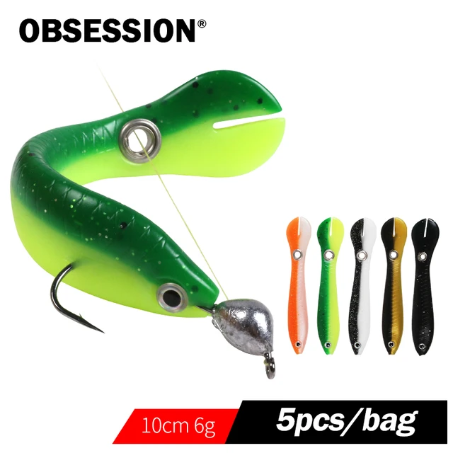 Obsession 5pcs Soft Bait 6g10cm Wobble Tail Lure Silicone Loach