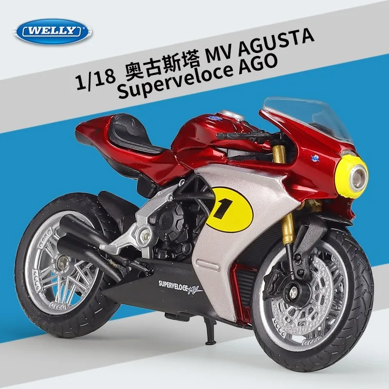WELLY 1:18 MV Agusta Superveloce AGO Motorcycle Model Diecast Metal Simulated Toys Motorcycle Model Collect Ornaments Boys Gift