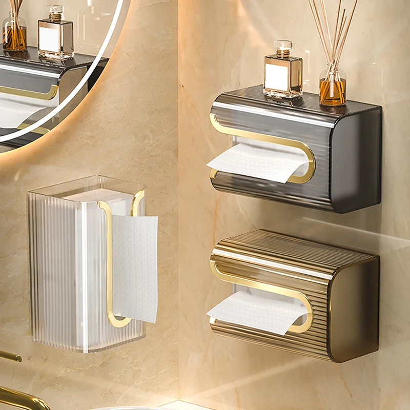 1PC Luxury Tissue Box Wall-Mounted Acrylic Transparent Tissue Box Table Napkin Holder Bathroom Paper Box Tissue Paper Dispenser 3