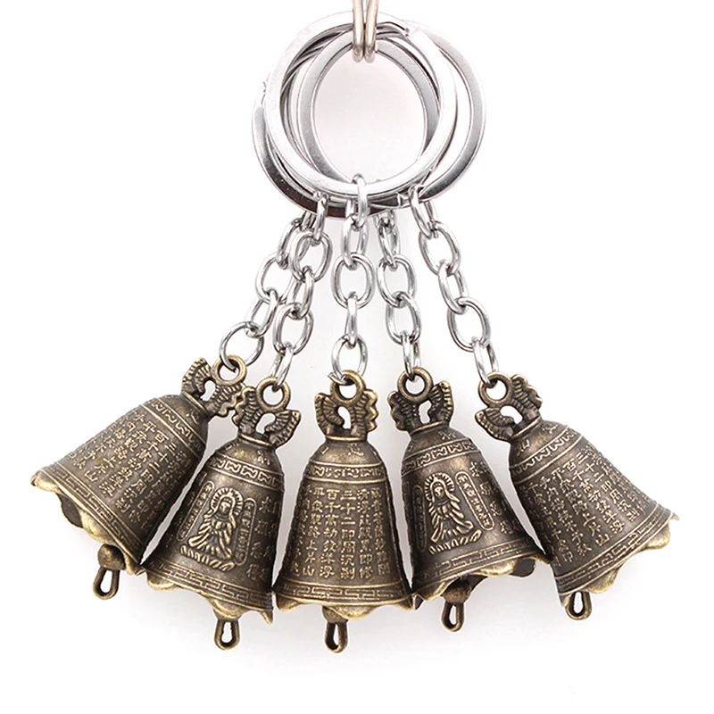 

9cm Alloy Bronze Antique Bell Chinese Mini Sculpture Pray Guanyin Buddha Bell Shui Feng Bell