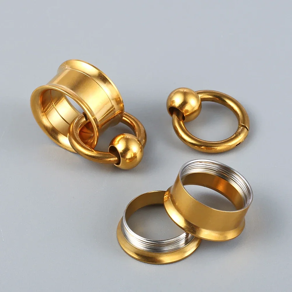Body Jewelry 2PC/Set Stainless Steel Round Ear Gauges Plugs