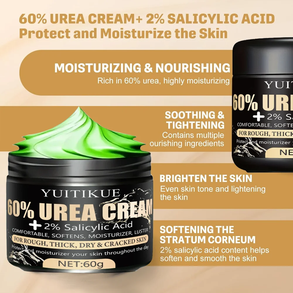 YUITIKUE 60% Urea Cream2% Salicylic Acid ComfortSuitable for rough, thick, dry, and cracked skinMoisturizes your skin