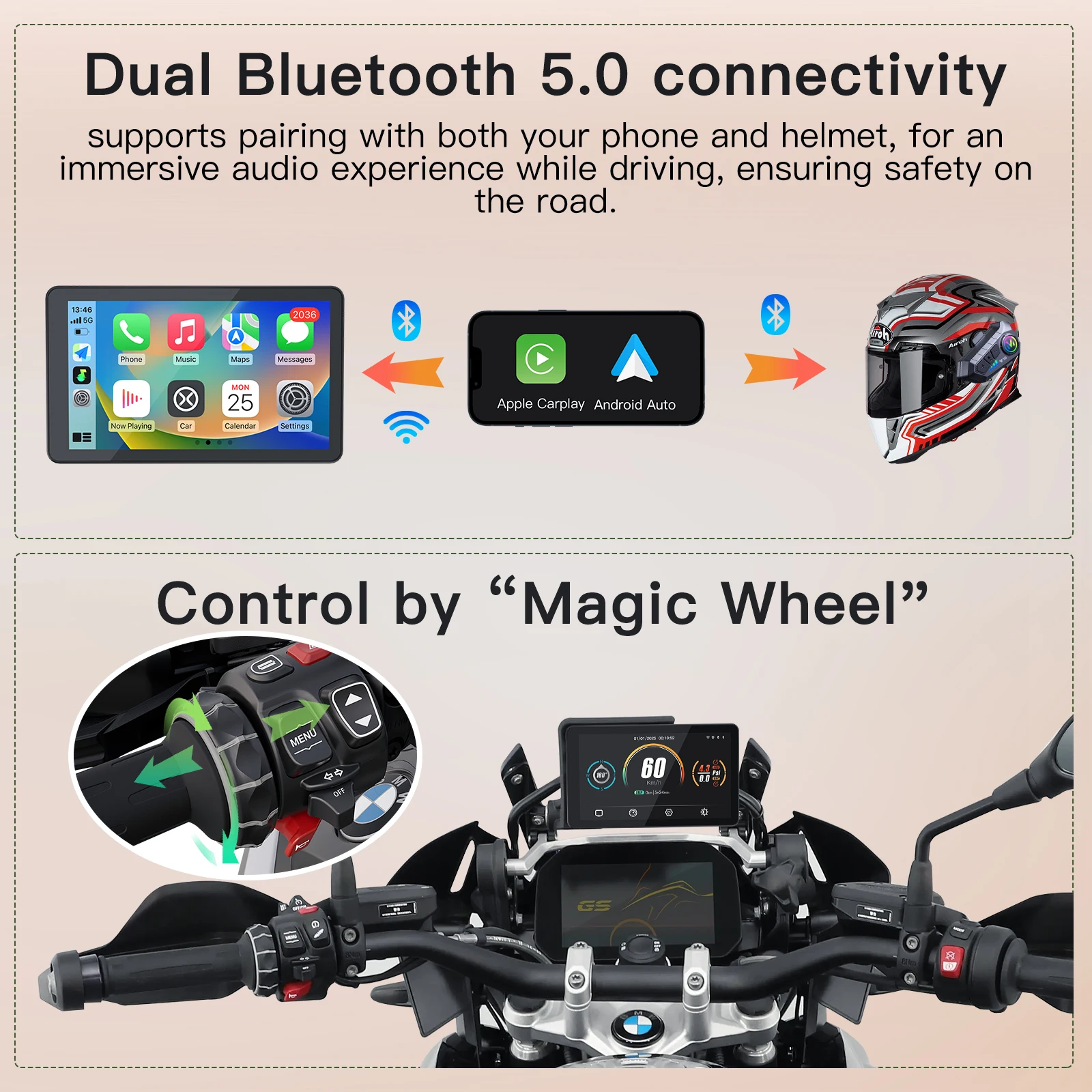 Per BMW moto R1200GS R1250GS R1300GS ADV R1000 XR S1000 carplay wireless Android auto accessori per schermi di navigazione GPS - Image 3