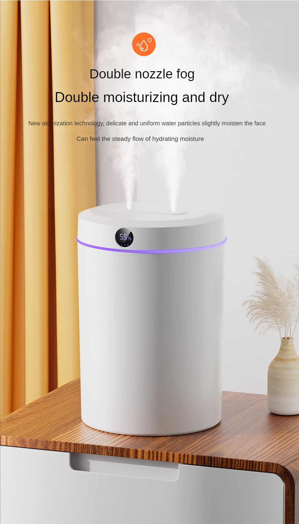 Mini Humidificateur D'Air, 300Ml Humidificateur Ultrasonique Avec 2