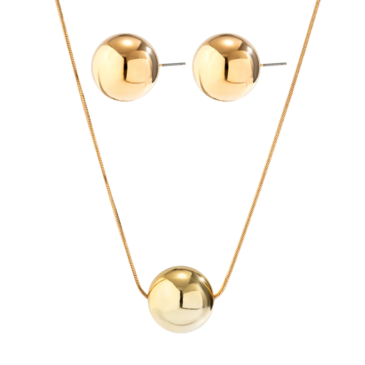 Conjunto de gargantilla, collar y pendientes con cadena de serpiente cuadrada y bola CCB vintage - Punk Chic