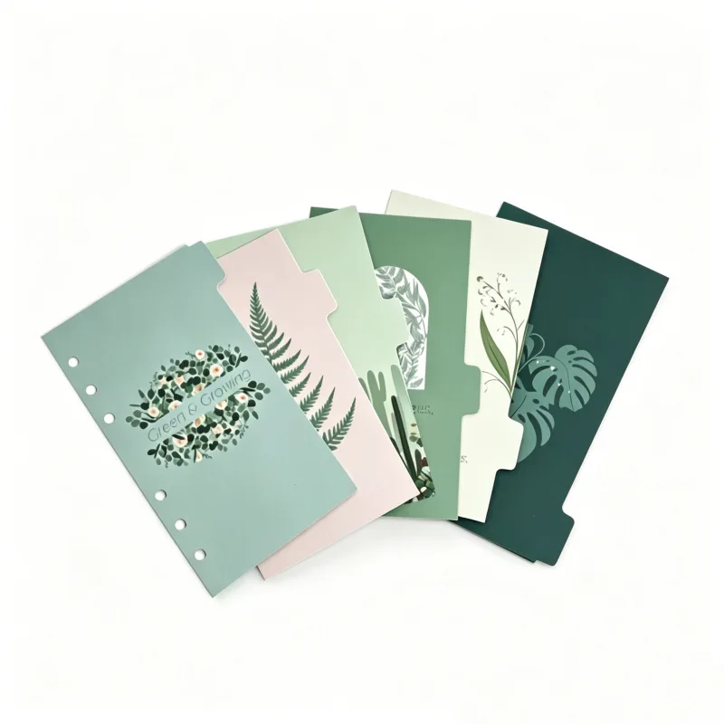 Green Plant Index Partition Inner Core for Binder Planner Notebook - Stationery Paper Divider Accessory