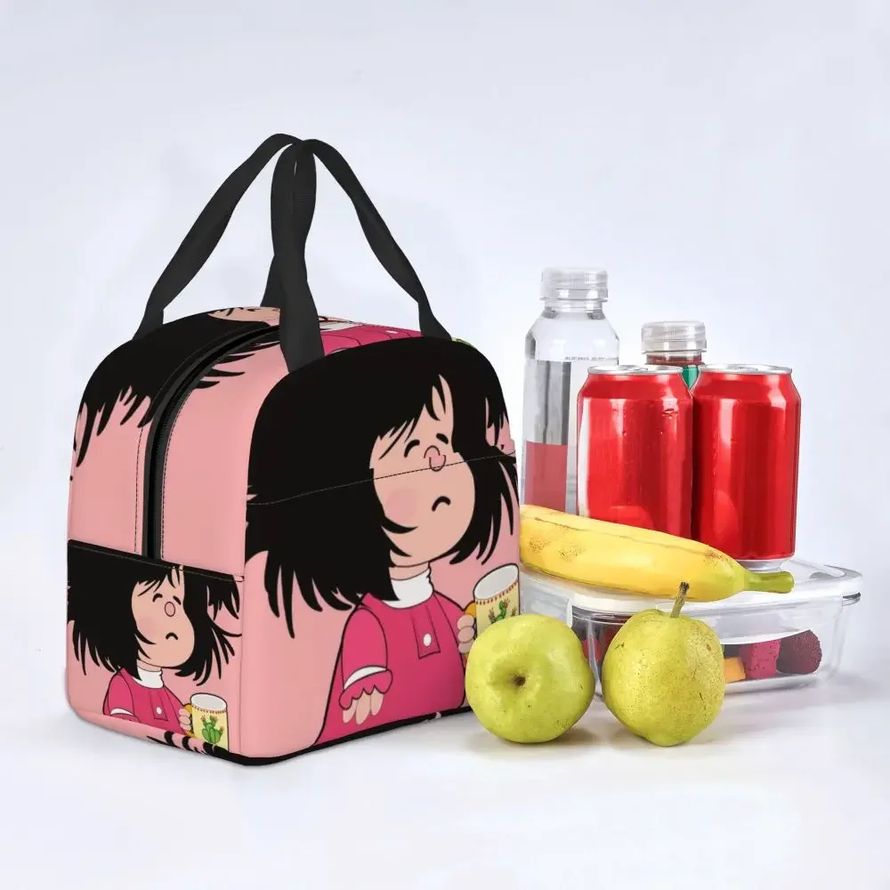 

Humor Manga Mafalda Lunch Box for Women Cartoon Thermal Cooler Food Insulated Lunch Bag Kids School Children Picnic Tote Bags