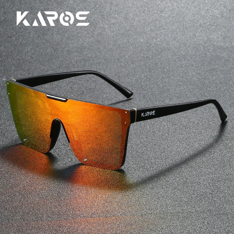 KAROS Damen Übergroße Mode-Sonnenbrille Quadratischer Großer Rahmen Vintage Sonnenbrille Luxus-Markendesign Reise Strand UV400 Eyewear
