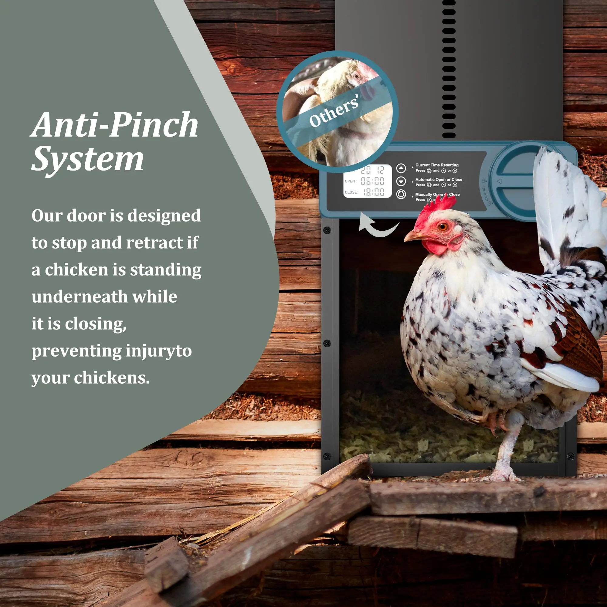 Automatic Chicken Coop Door Aluminum Chicken Door Opener Timer Controlled Open/Close Coop Anti-Pinch Function chicken coop door chicken coop door opener