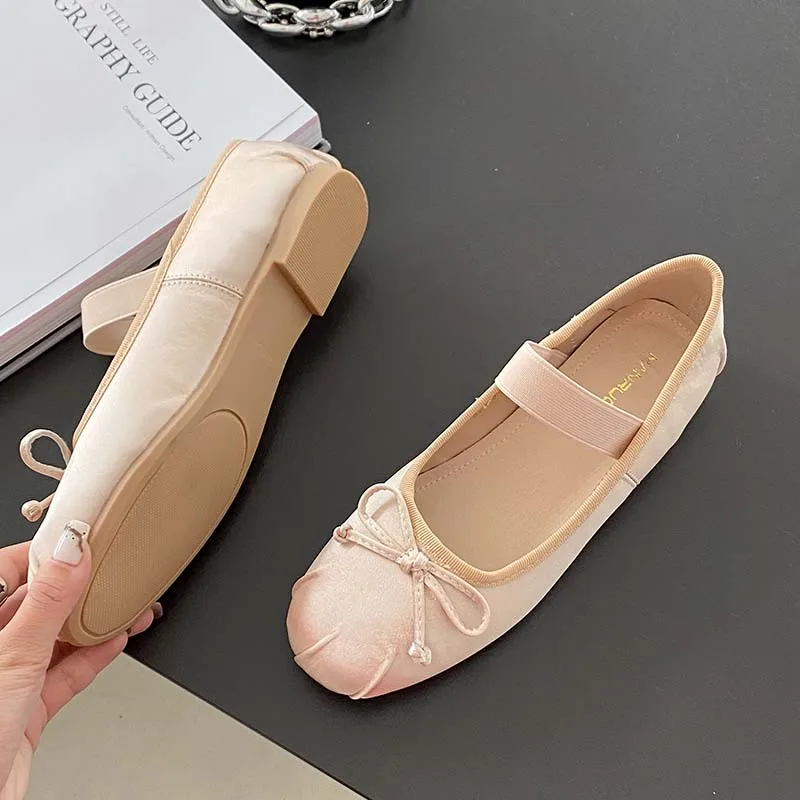 Ladies Ballet Flats New In Sandals Women Lolita Casual Outside 2024 Atutmn Fashion Slides Butterfly-Knot Female Mary Jane Shoes